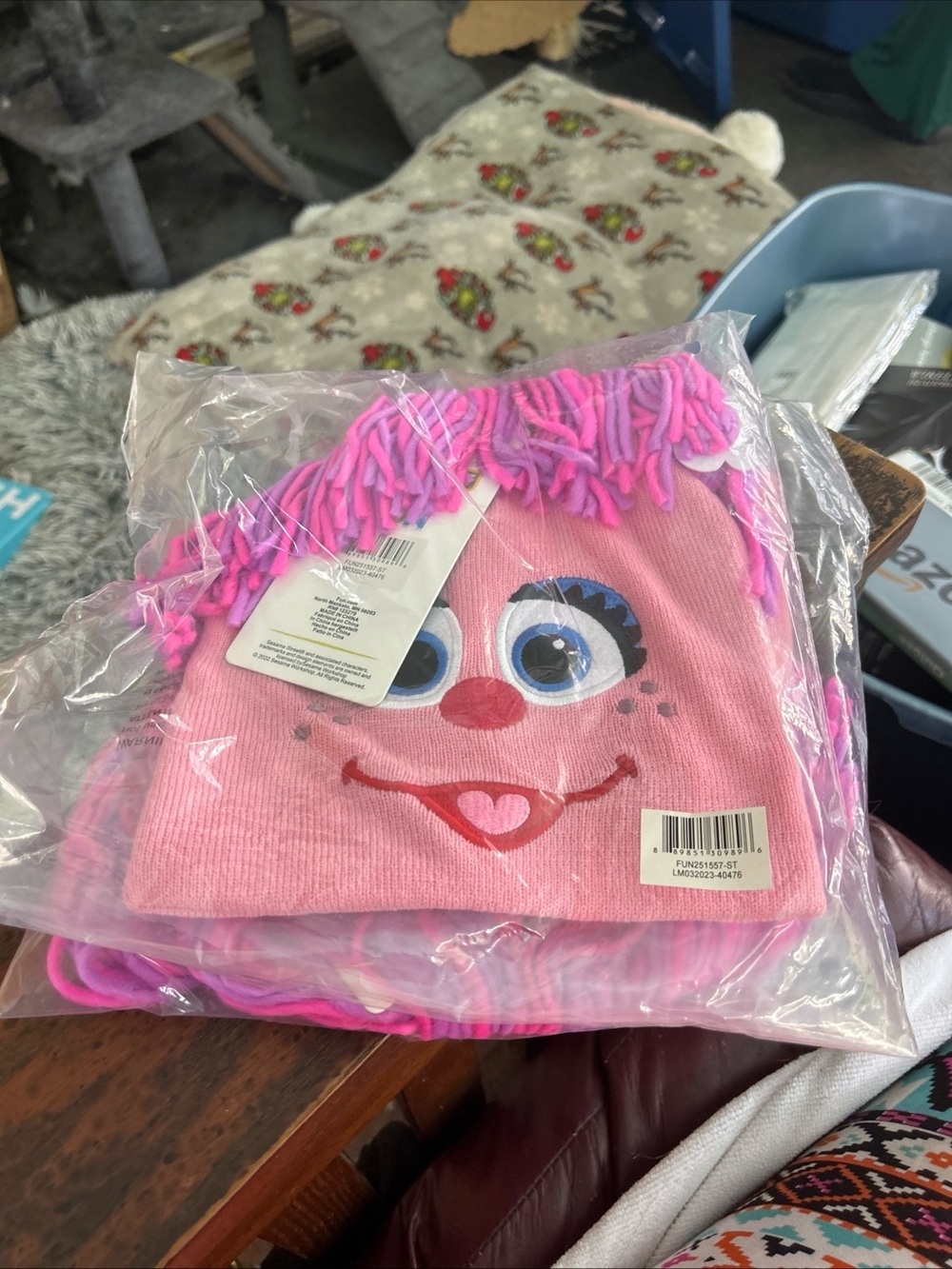 Disney Pink Knit Character Beanie with Yarn Fringe